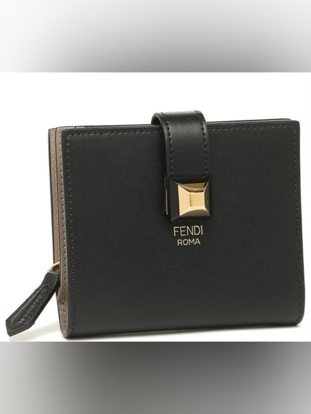 Fendi Black Leather Wallet with Gold-Tone Accent